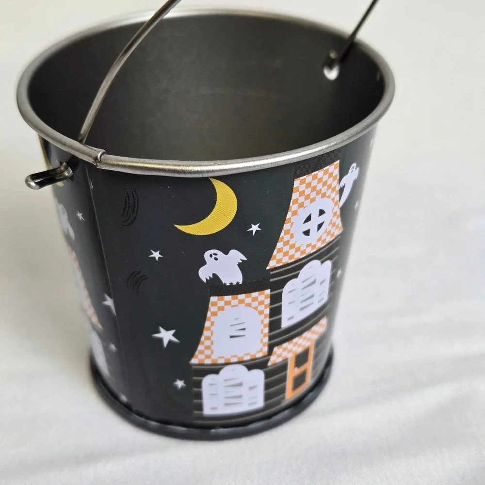 Set of‎ 3 Greenbrier Intl Miniature Halloween Tin Pails Buckets w/ Handles, 2